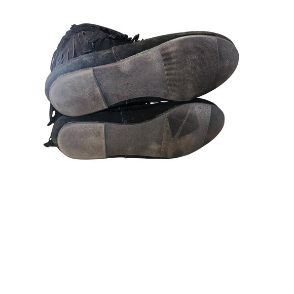 NWT Three Layer Suede Fringe Black Makalu Moccasin Indian Boots Comfort Women 7 - Picture 8 of 13